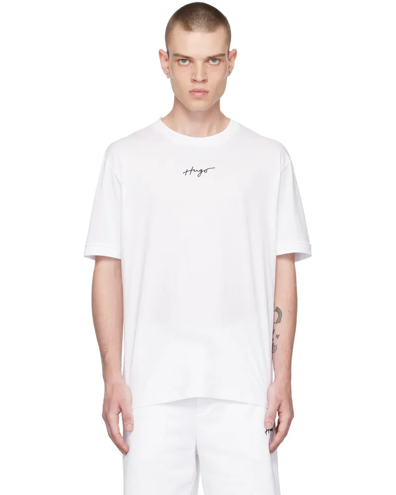 HUGO BOSS White Embroidered T-Shirt White