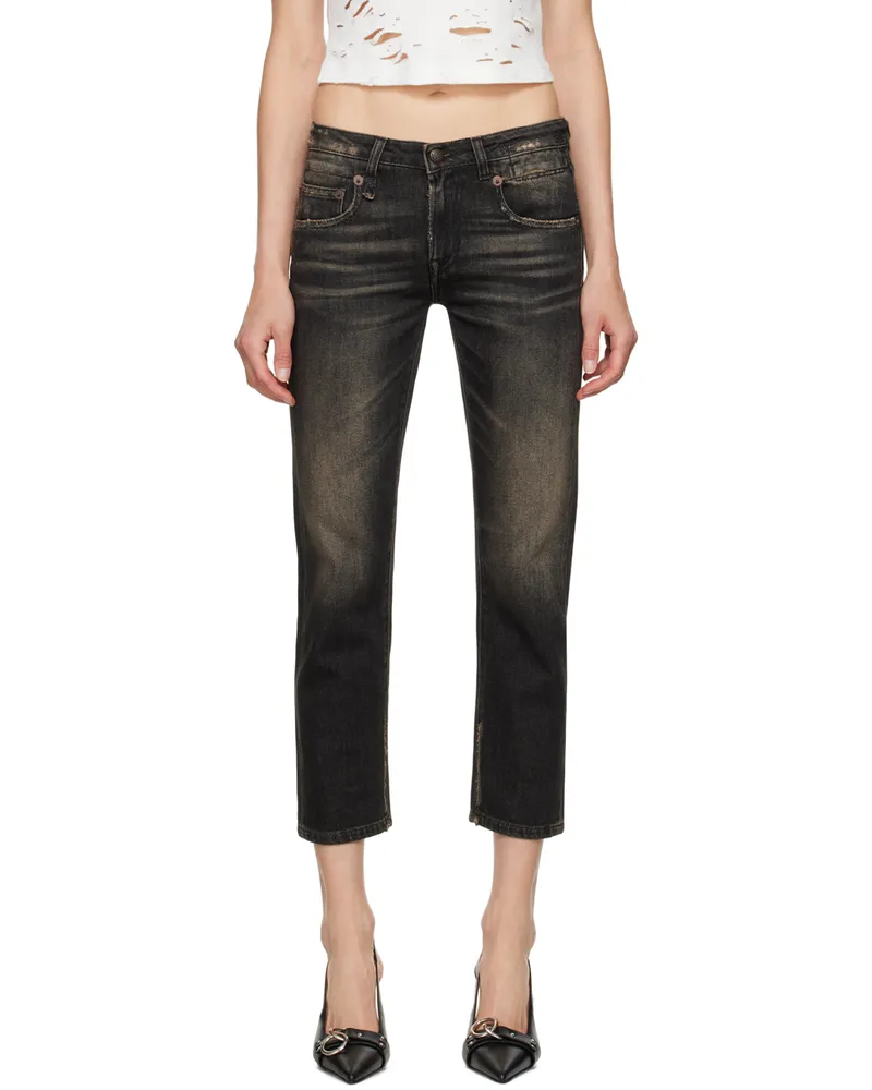 R13 Black Stretch Boy Straight Jeans Abbey
