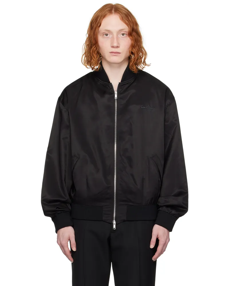 Second/Layer Black Silky Bomber Jacket Black