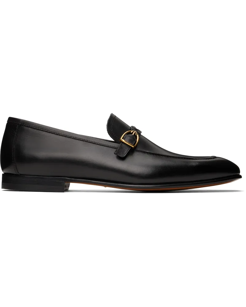 Tom Ford Black Burnished Leather Martin Loafers Black