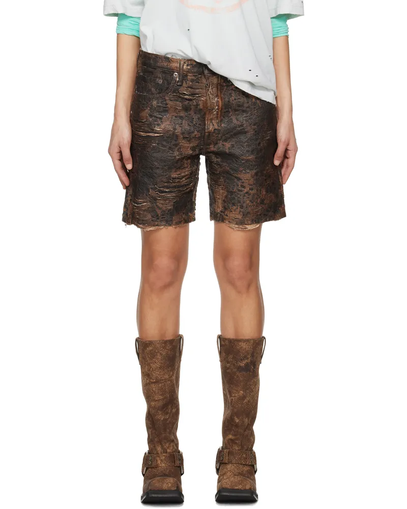 Acne Studios Brown Monogram Loose-Fit Denim Shorts 700