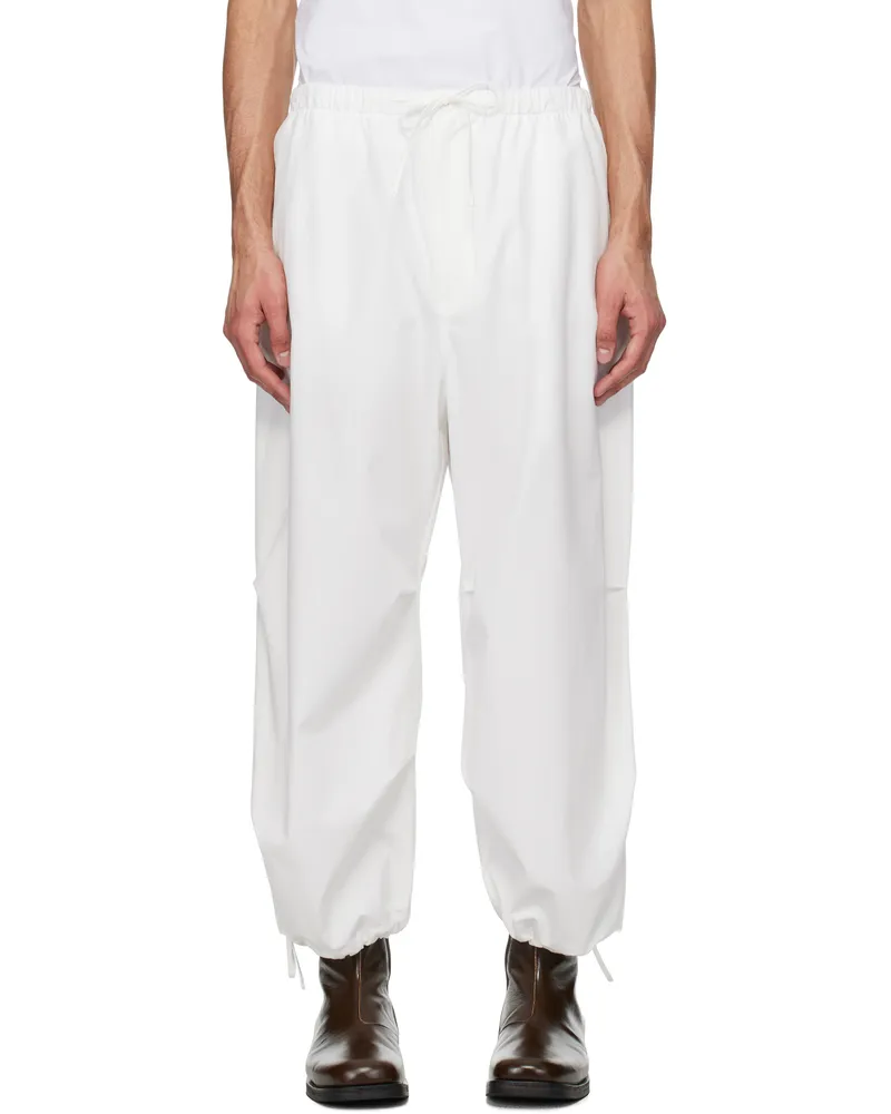 AMOMENTO White Drawstring Capri Trousers White