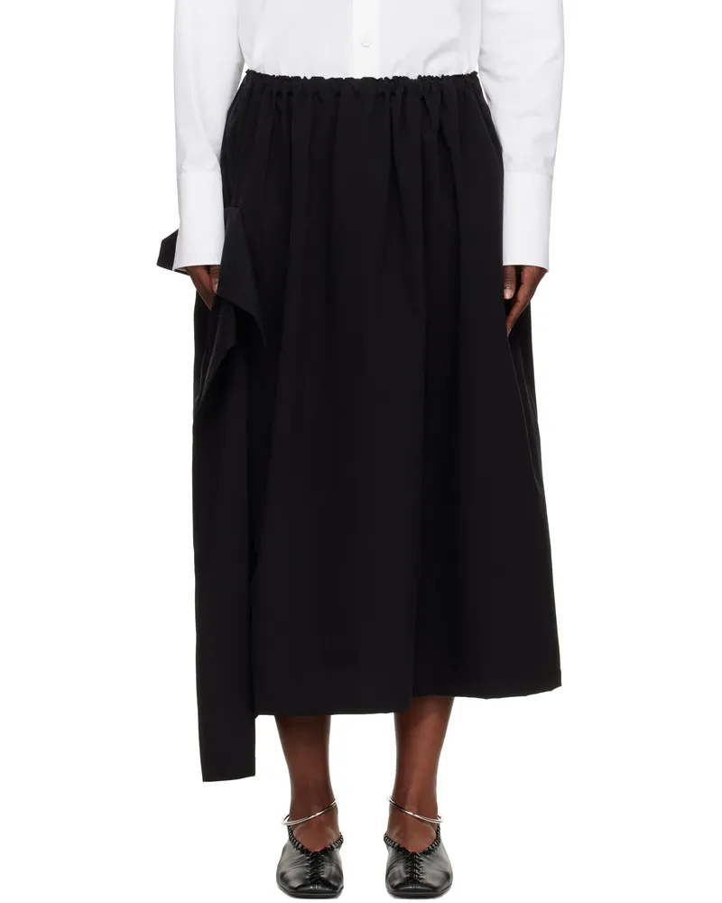 Yohji Yamamoto Black Sa-Gathered Maxi Skirt 3