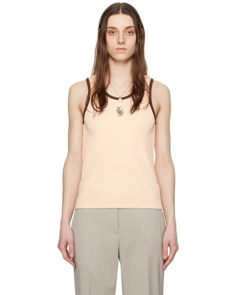 Ernest W. Baker Beige Embroidered Tank Top Camel