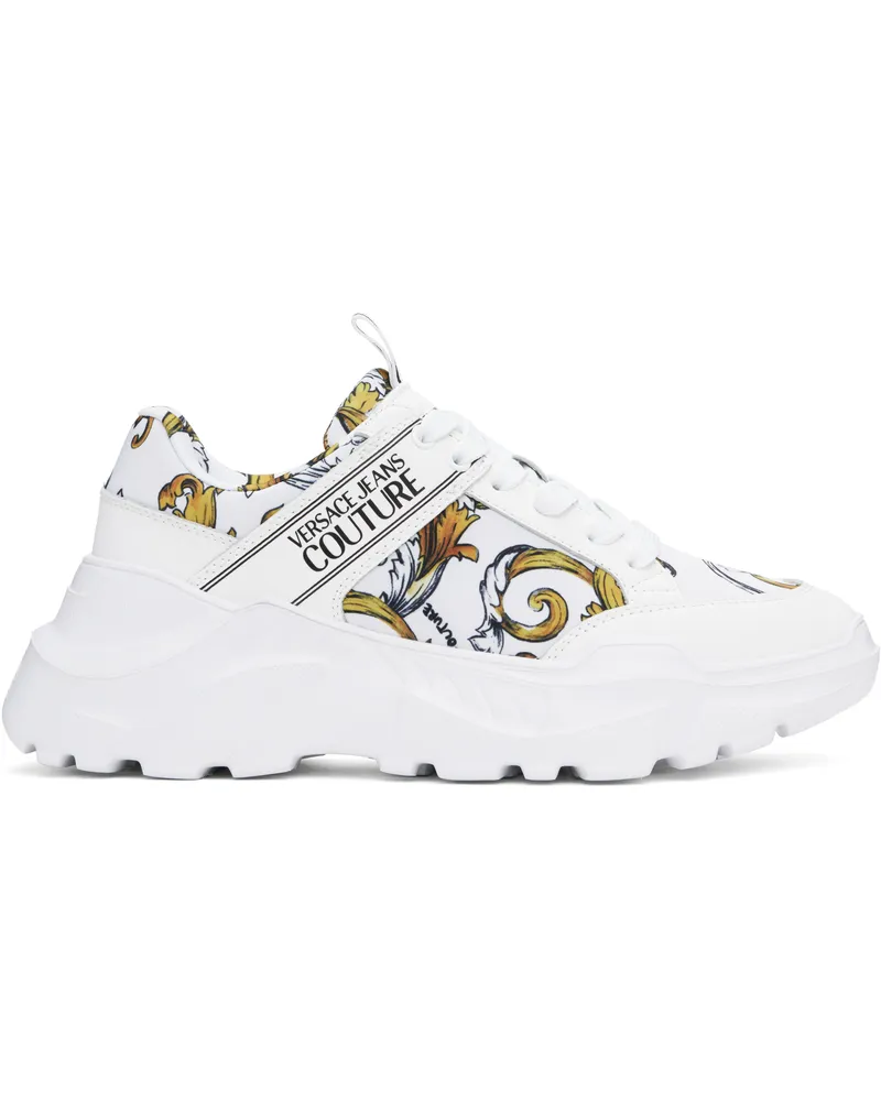 Versace Jeans White & Gold Chain Couture Speedtrack Sneakers Eg03-white