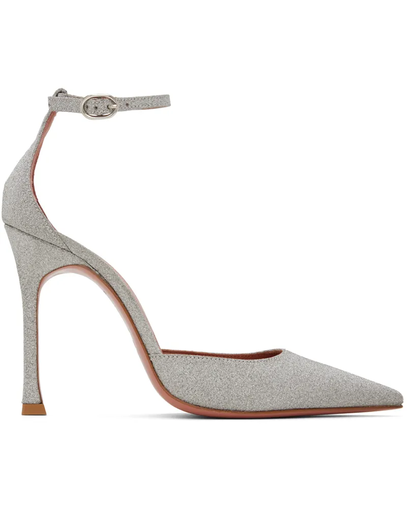 Amina Muaddi Silver Kim Pump Heels Silver