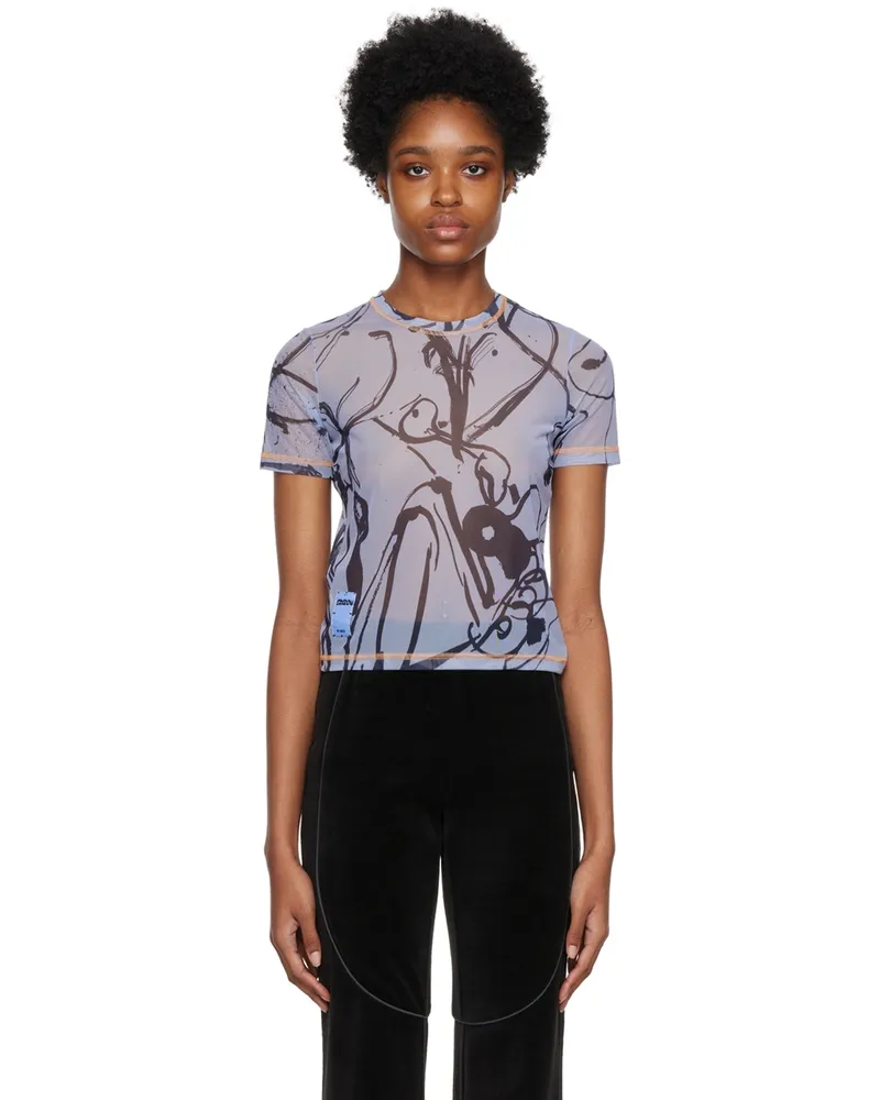 McQ Blue Printed T-Shirt 8004