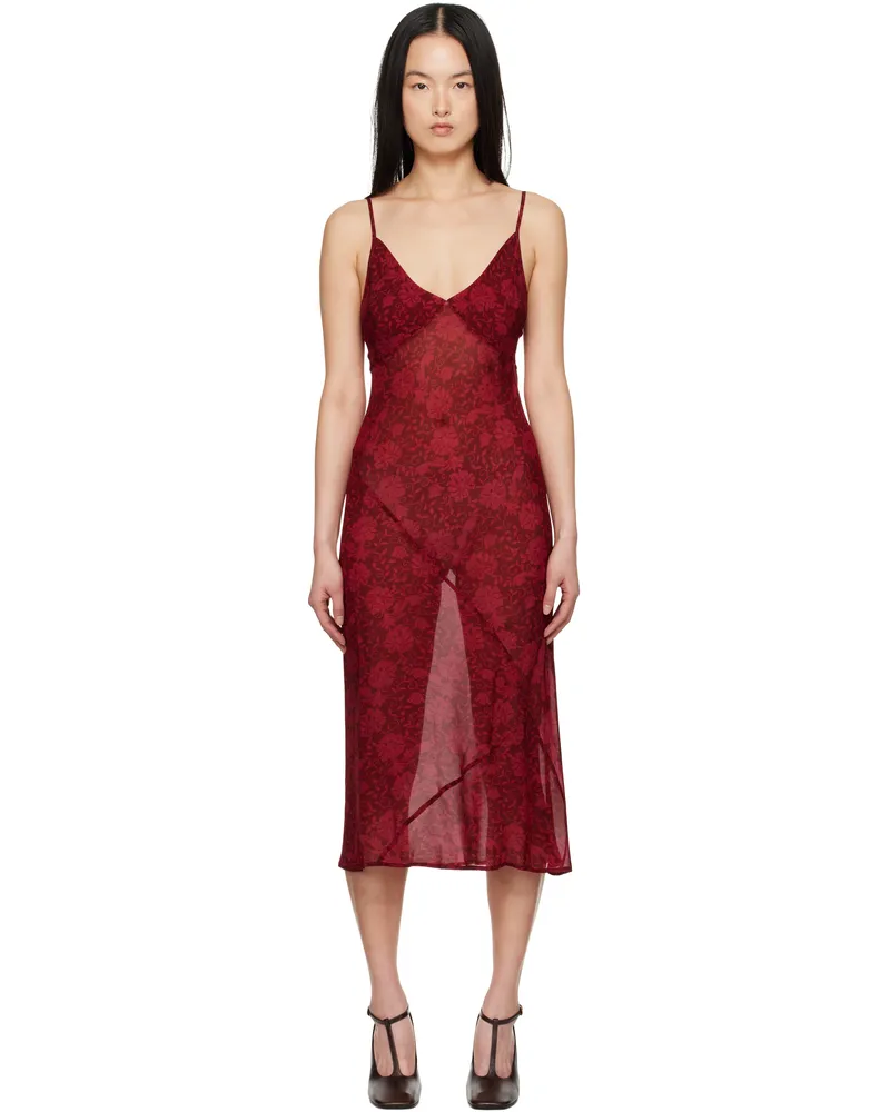 Dries van Noten Red Printed Midi Dress 356