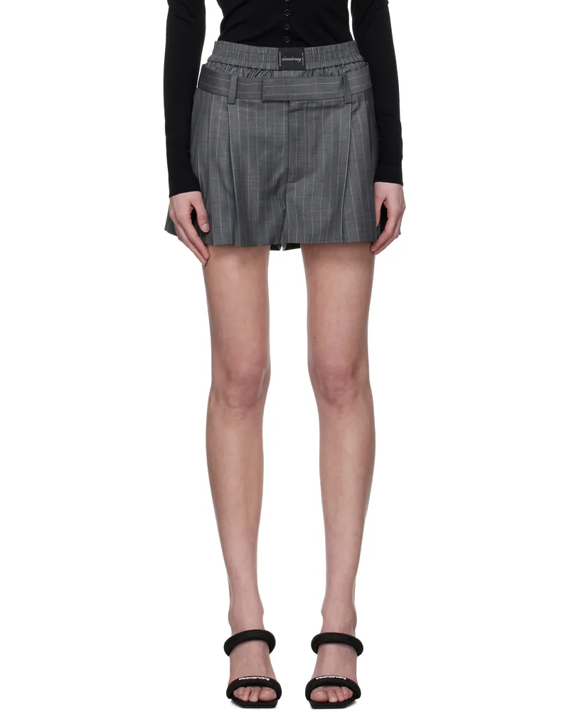 Alexander Wang Gray Pre-Styled Pleated Shorts Grey