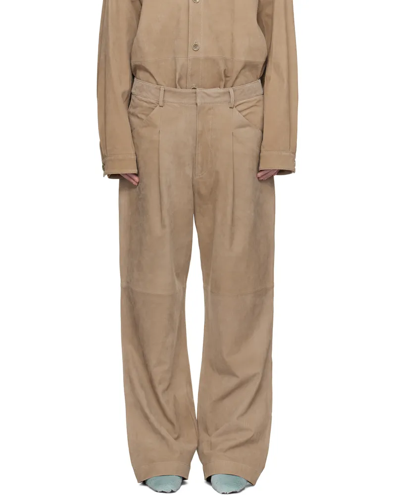 Entire Studios Taupe DC Suede Trousers Stablesuede