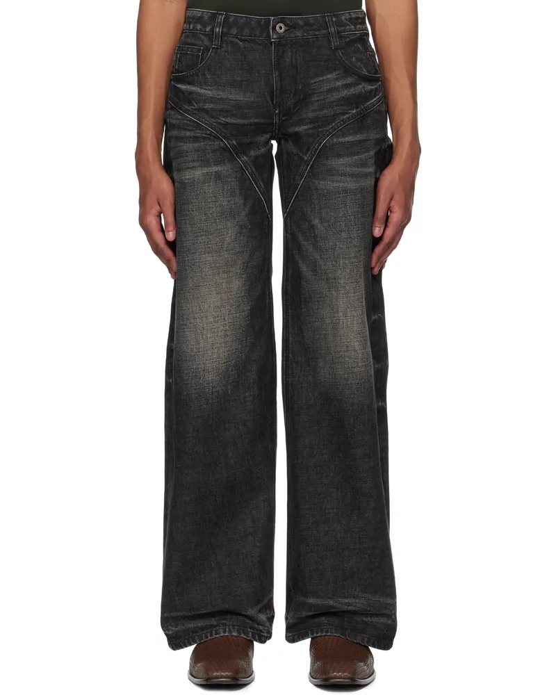 Fax Copy Express Black Dirty Wash Straight Jeans Black