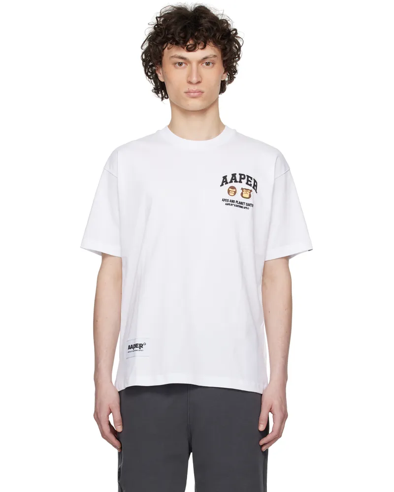 AAPE by A Bathing Ape White 'AAPER' Logo Short Sleeve T-shirt Whx