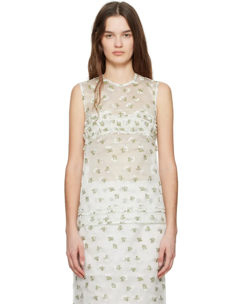 Cecilie Bahnsen White Oksana Tank Top Clear