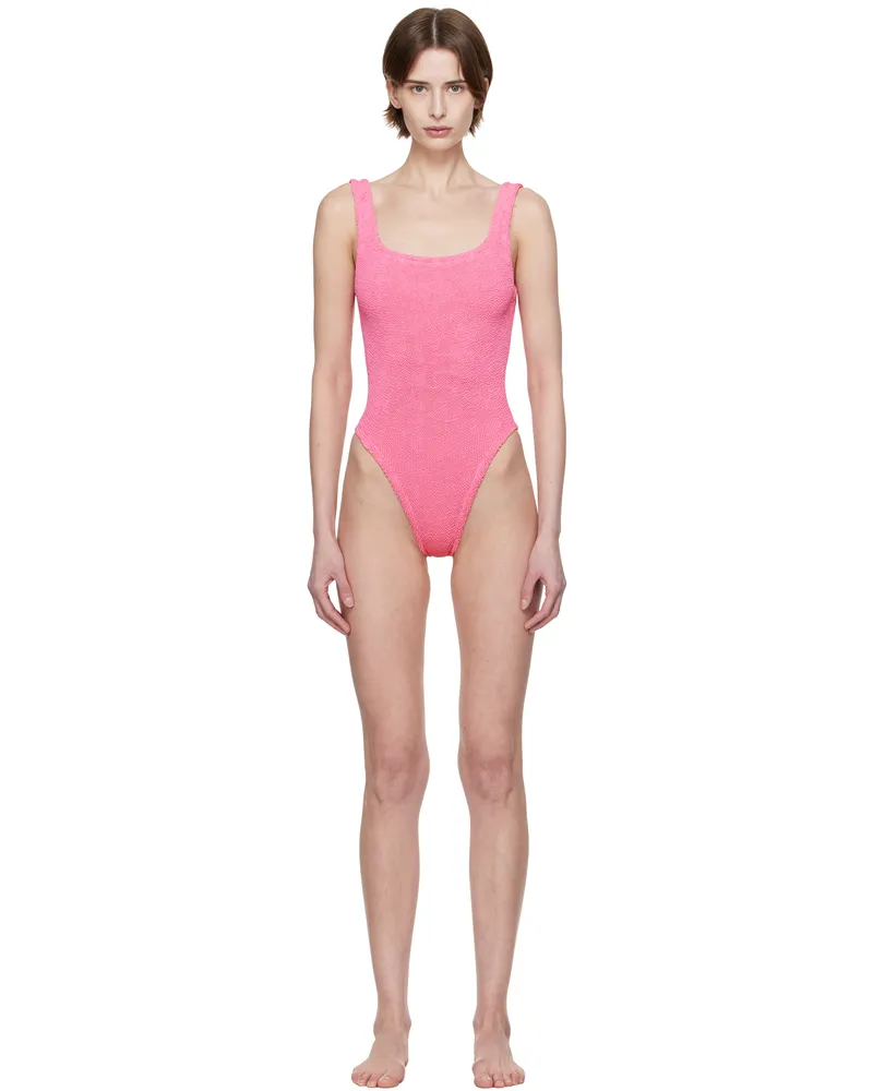 Hunza G Pink Square Neck Swimsuit Candy