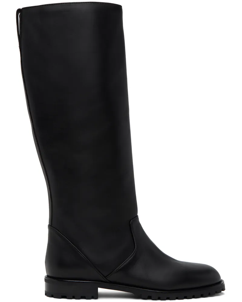 Manolo Blahnik Black Motosahi Tall Boots Black
