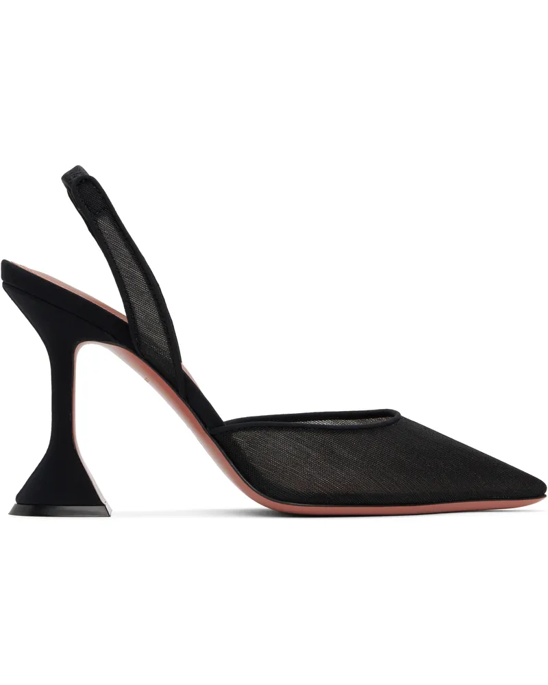 Amina Muaddi Black Holli Mesh Sling 95 Heels Mesh