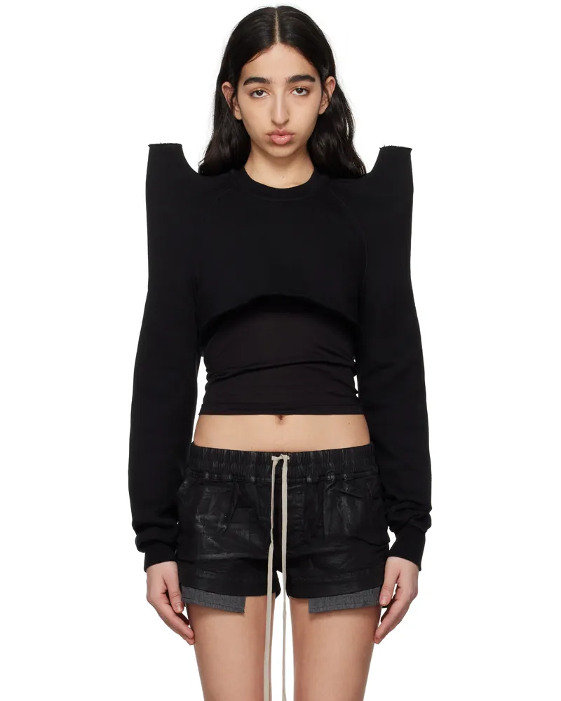 DRKSHDW by Rick Owens Black Hollywood Cropped Tecsweat Sweatshirt 09