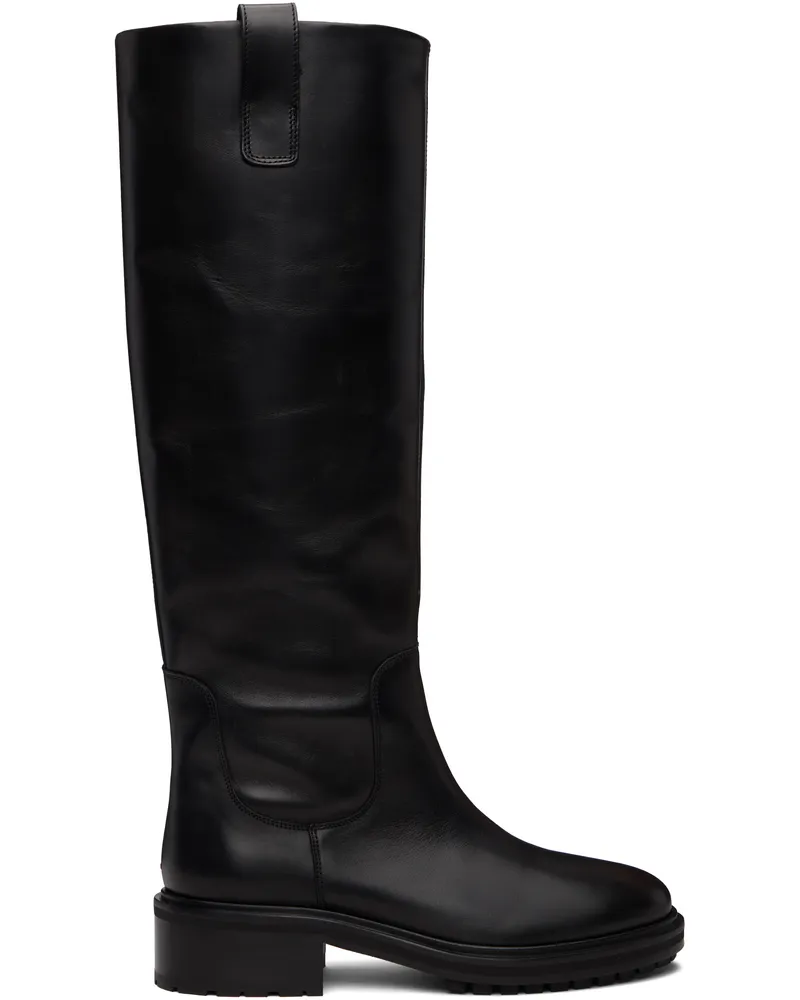 aeyde Black Henry Leather Knee-High Boots Black