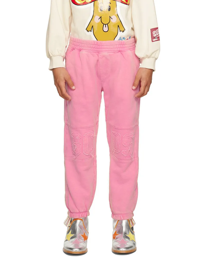 GCDS Kids Pink Garment-Dyed Lounge Pants Sangria