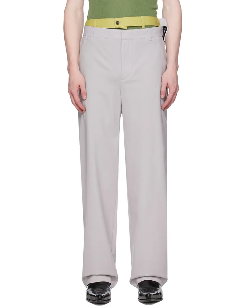 Y/PROJECT Gray Multi Waistband Trousers White