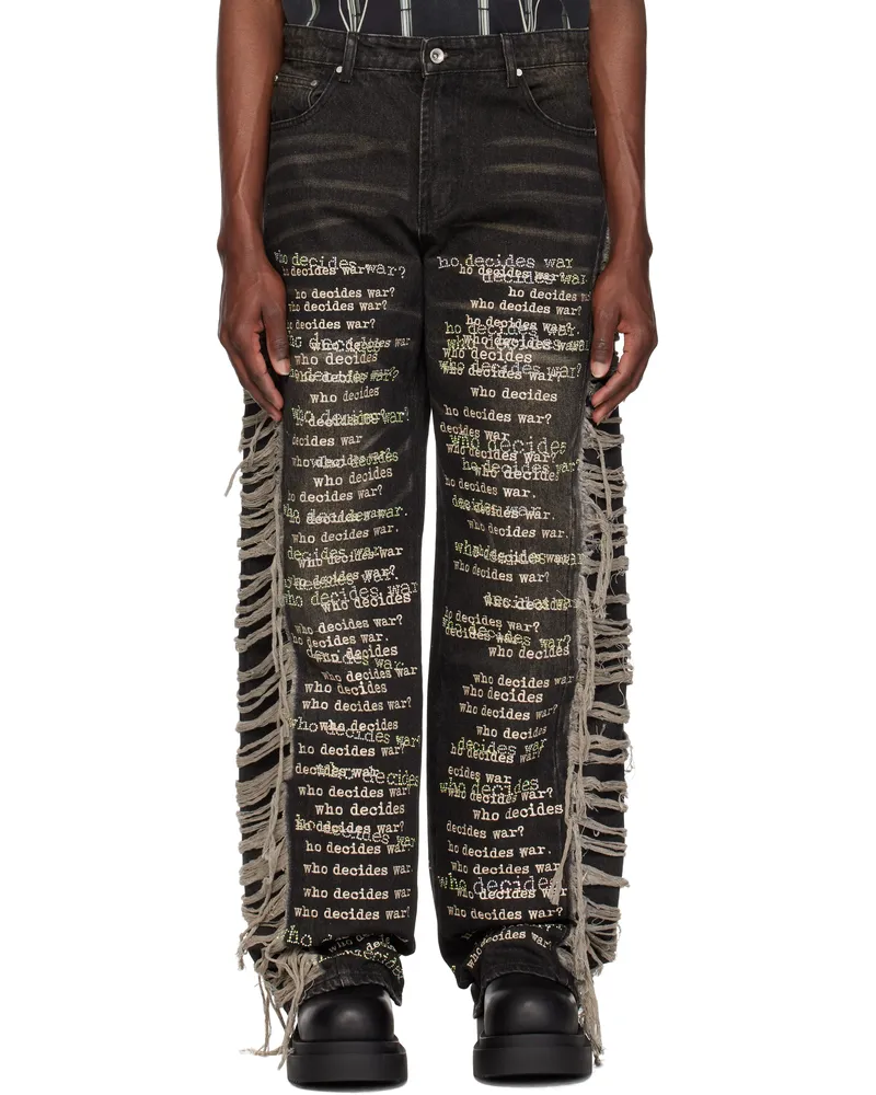WHO DECIDES WAR Black Ultra Flare Scripture Jeans Chestnut