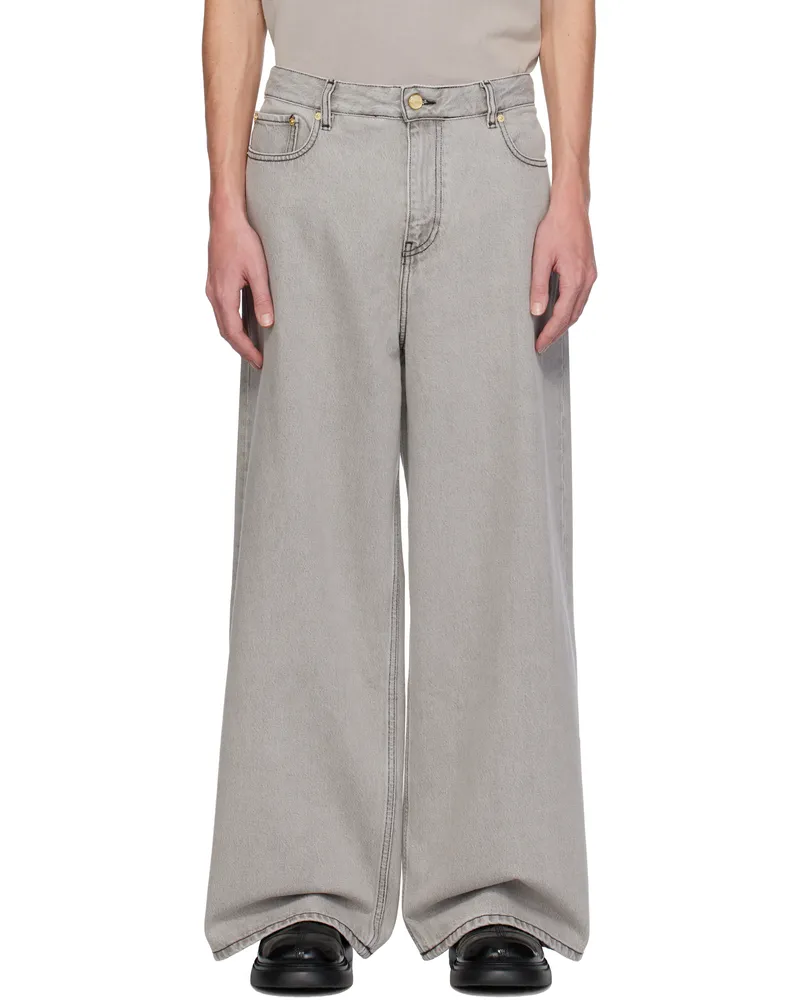 Ganni Gray Future Denim Wide Jeans Gray