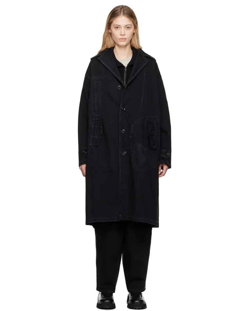 Yohji Yamamoto Black Faded Denim Coat 2