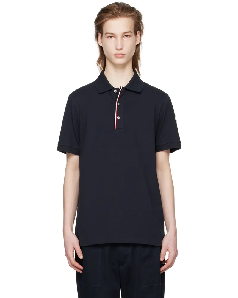 Moncler Navy Press-Stud Polo Dark