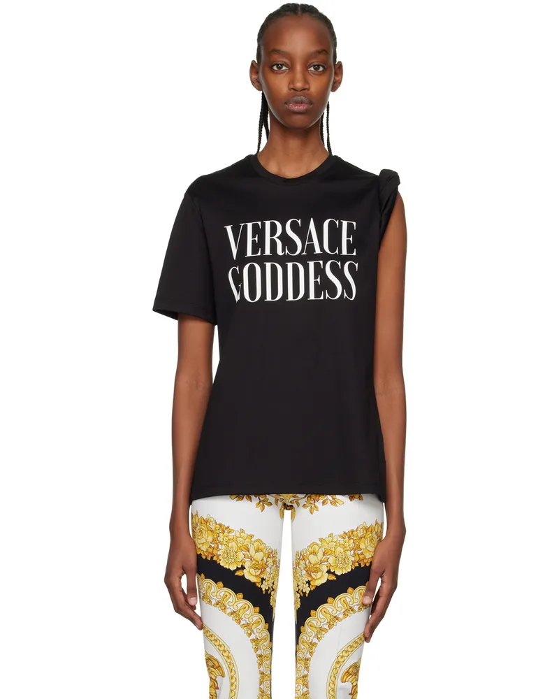 Versace Black 'Goddess' Rolled T-Shirt 1b000