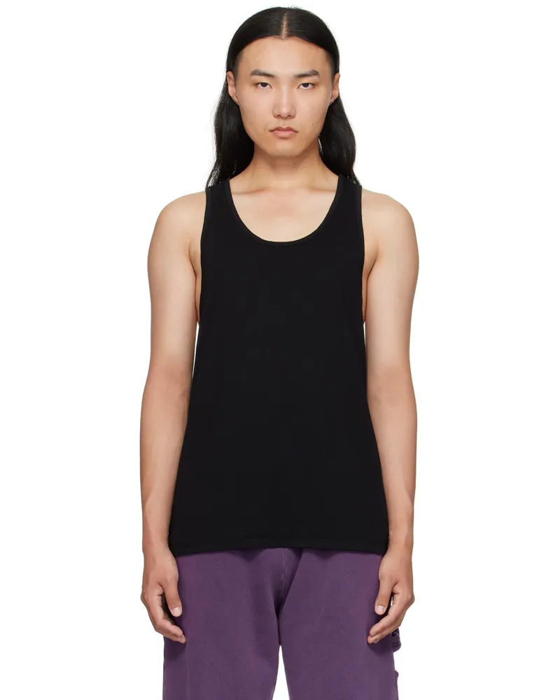 LES TIEN Black Cotton Tank Top Jet