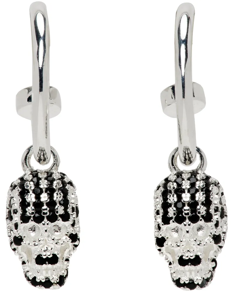 Stolen Girlfriends Club SSENSE Exclusive Silver Dusted Skull Sleeper Earrings Sterling