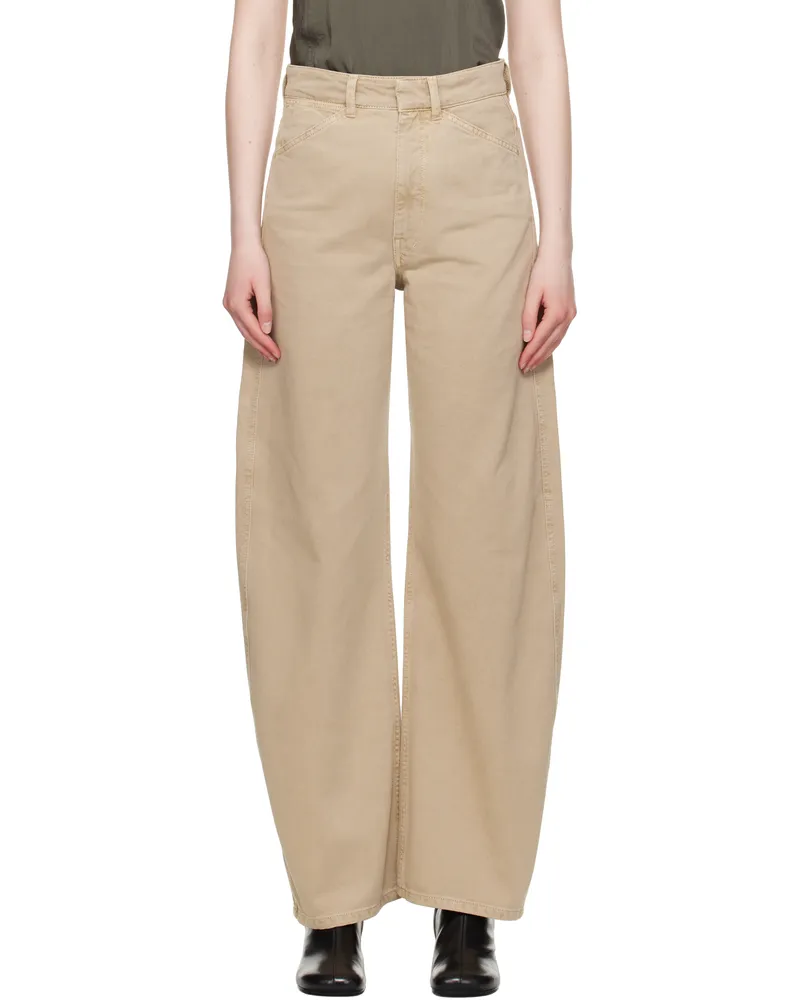 Christophe Lemaire Beige High Waisted Curved Jeans Bg223