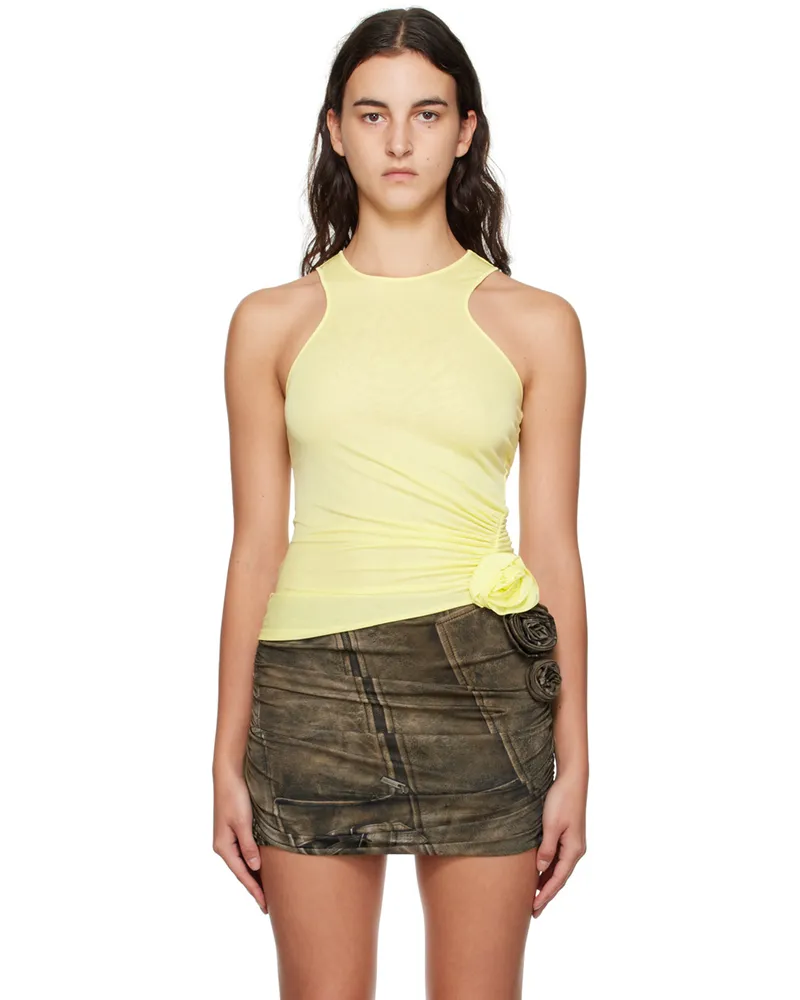 Blumarine Yellow Semi-Sheer Tank Top N0220