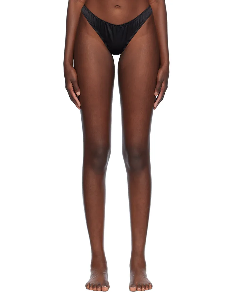 Fleur Du Mal Black Luxe Thong 0100