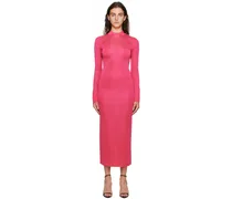 Pink Mock Neck Maxi Dress