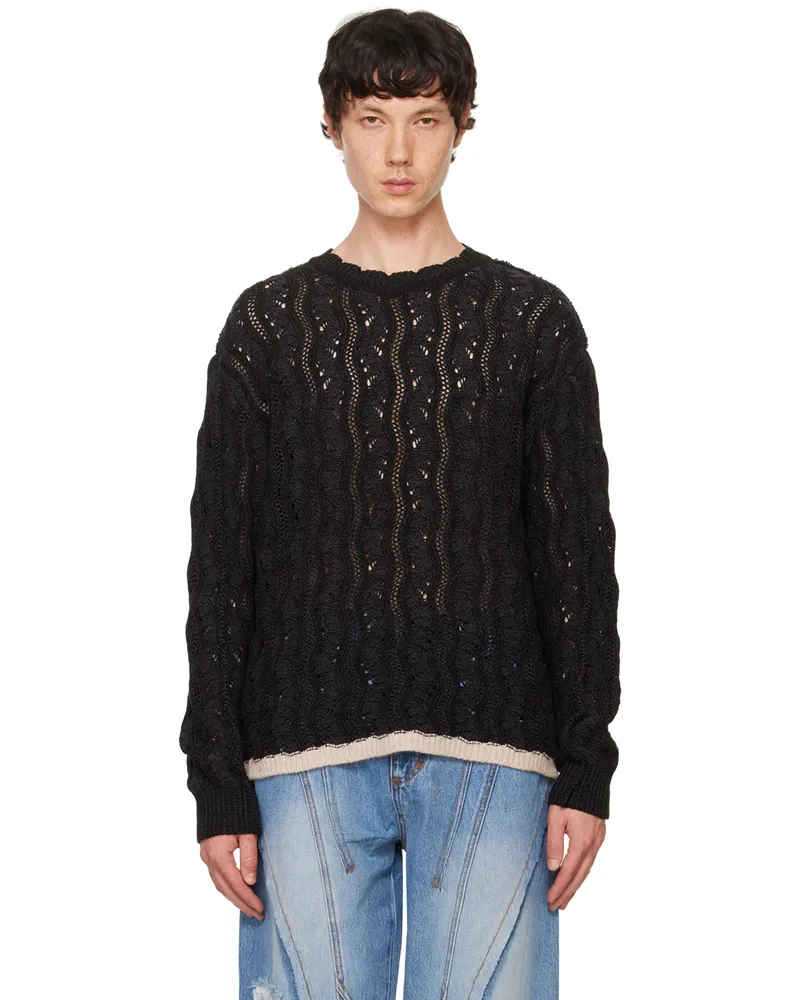 Andersson Bell Black Two-Tone Wave Sweater Black