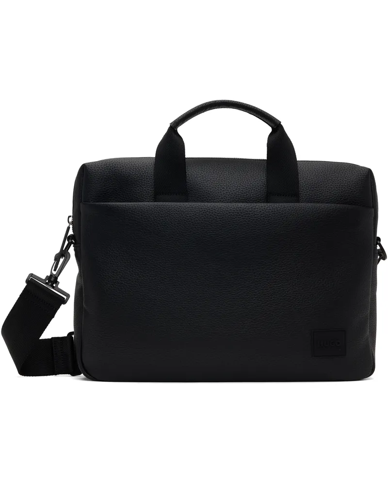 HUGO BOSS Black Grained Faux-Leather Briefcase 001-Black