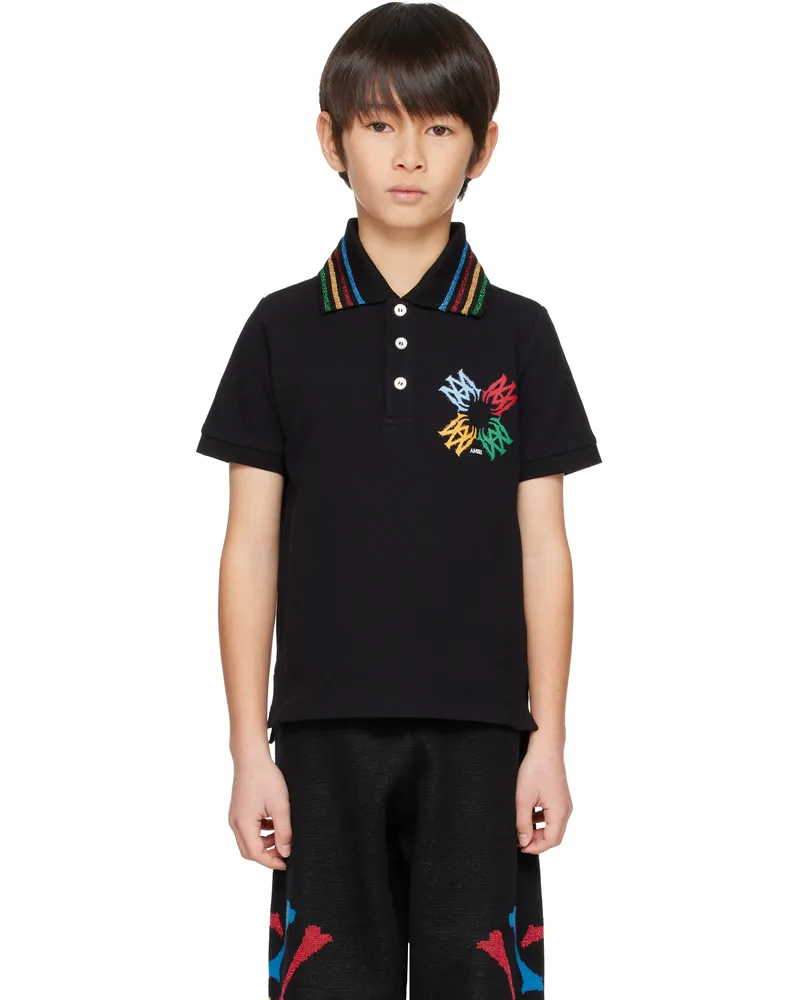 Amiri Kids Black MA Quad Scribble Polo Black