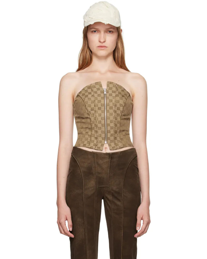 MISBHV Beige Jacquard Monogram Top Biscotto