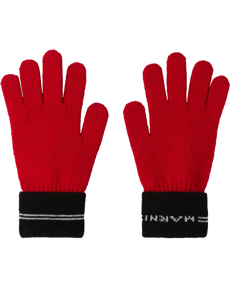 Marni Kids Red Knit Wool Mix Stripe Gloves 0m416