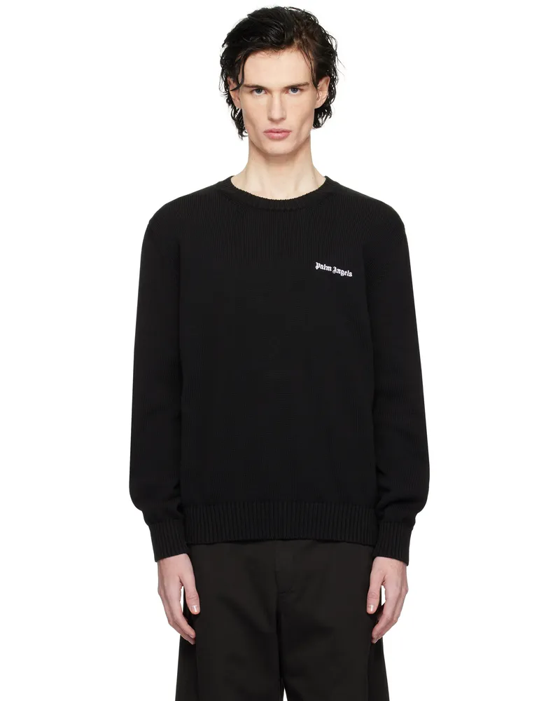 Palm Angels Black Classic Logo Embroidered Sweater Black