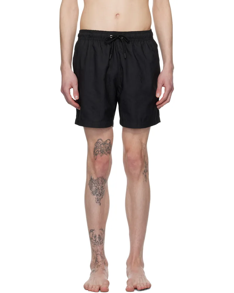 HUGO BOSS Black Embroidered Swim Shorts 001-black