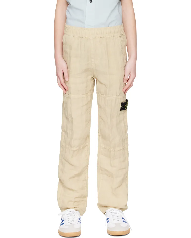Stone Island Kids Beige 3100002 Linen Trousers V0095