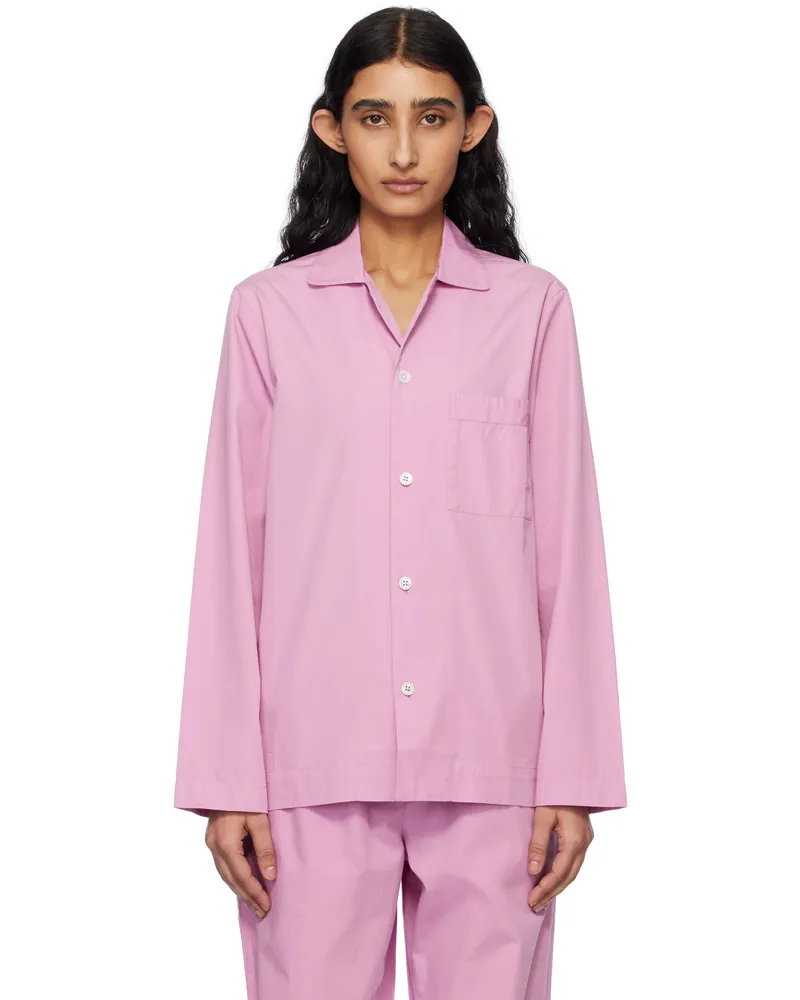 TEKLA Purple Poplin Long-Sleeved Pyjama Shirt Purple
