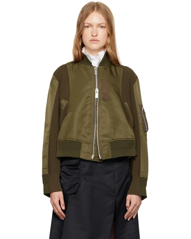 Sacai Green Paneled Bomber Jacket 826
