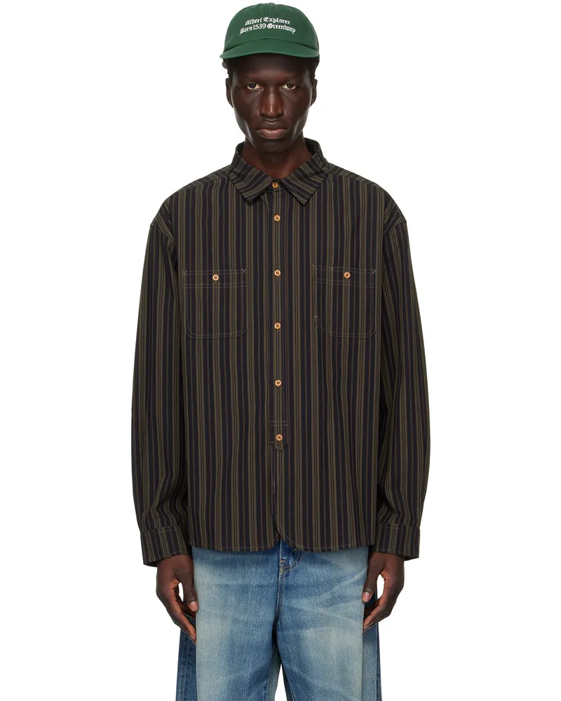 Uniform Bridge Black & Brown Striped Shirt