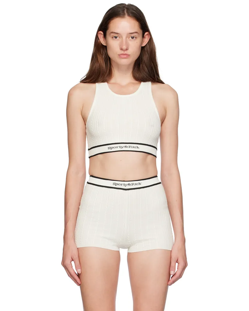 SPORTY & RICH Off-White Serif Logo Tank Top Off