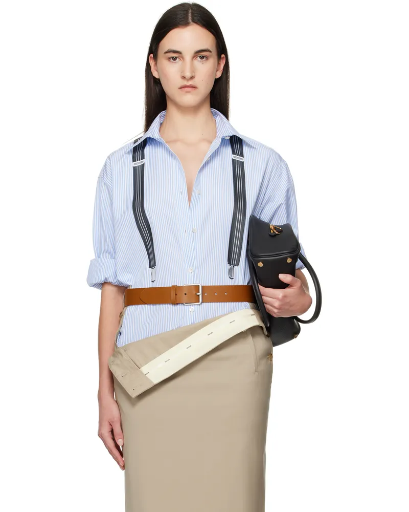 Moschino Blue Striped Suspenders Shirt 4303