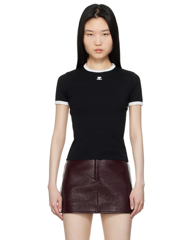 Courrèges Black & White Signature Contrast T-shirt 9901
