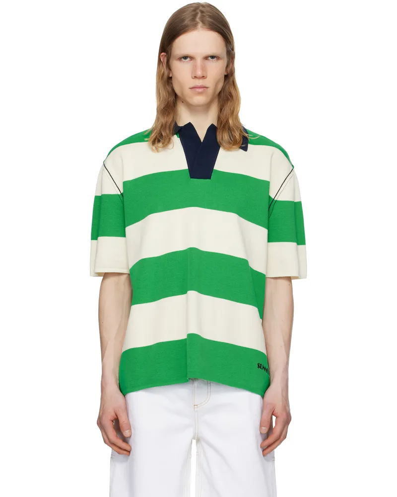 SUNNEI Green & Off-White Magliaunita Striped Polo 8201